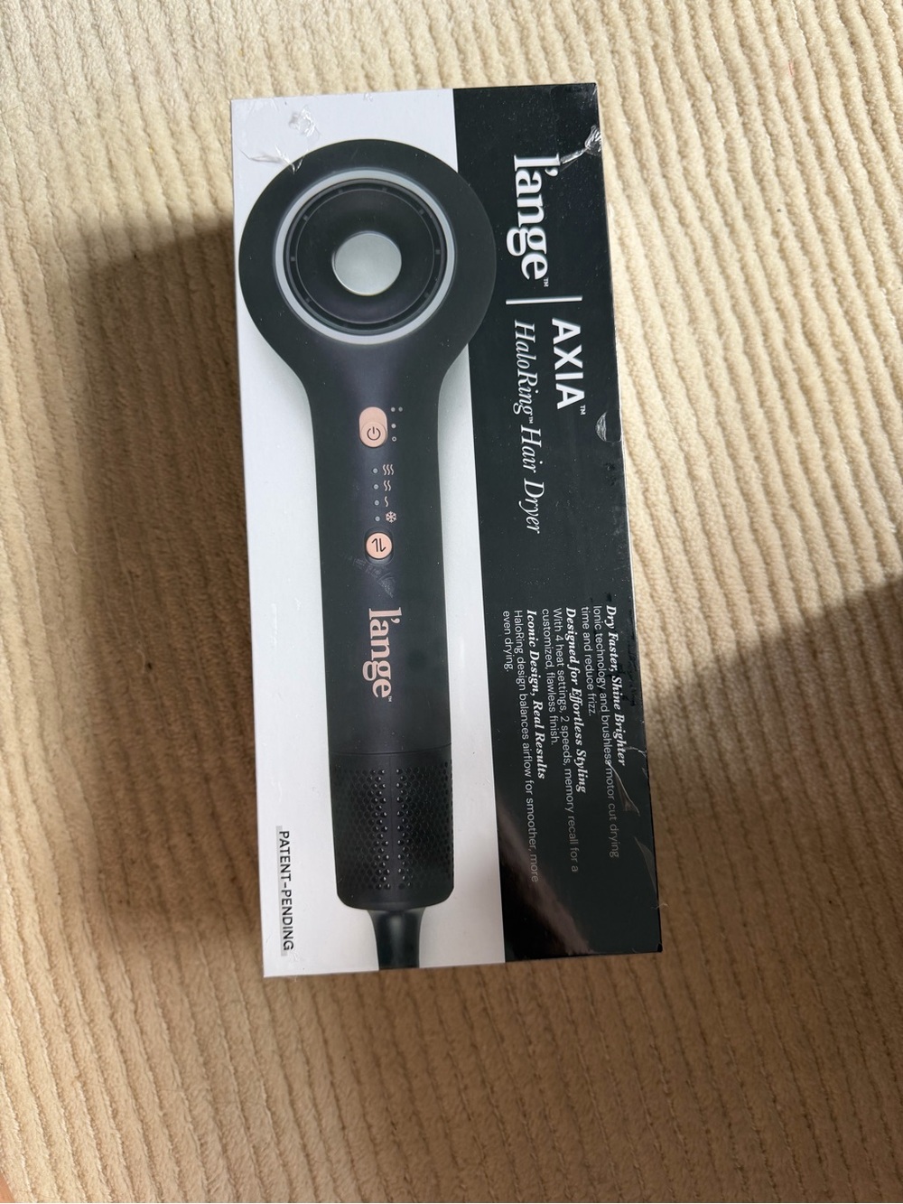 Lange AXIA HaloRing Hair Dryer - Black with Rose Gold Accents